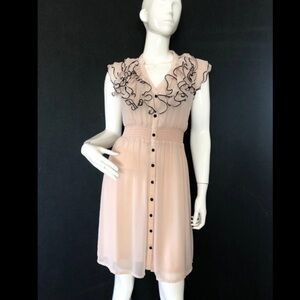 𝅺h&m sheer light pink ruffled dress 6